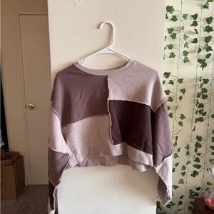 Garage Patchwork Cropped Top in Brown and Cream